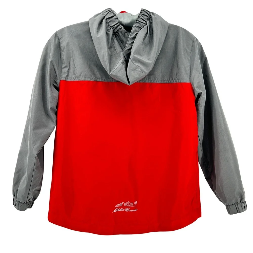 Eddie Bauer Kids Red Gray‎ Hooded Windbreaker Jacket Size S 7 8 Lightweight